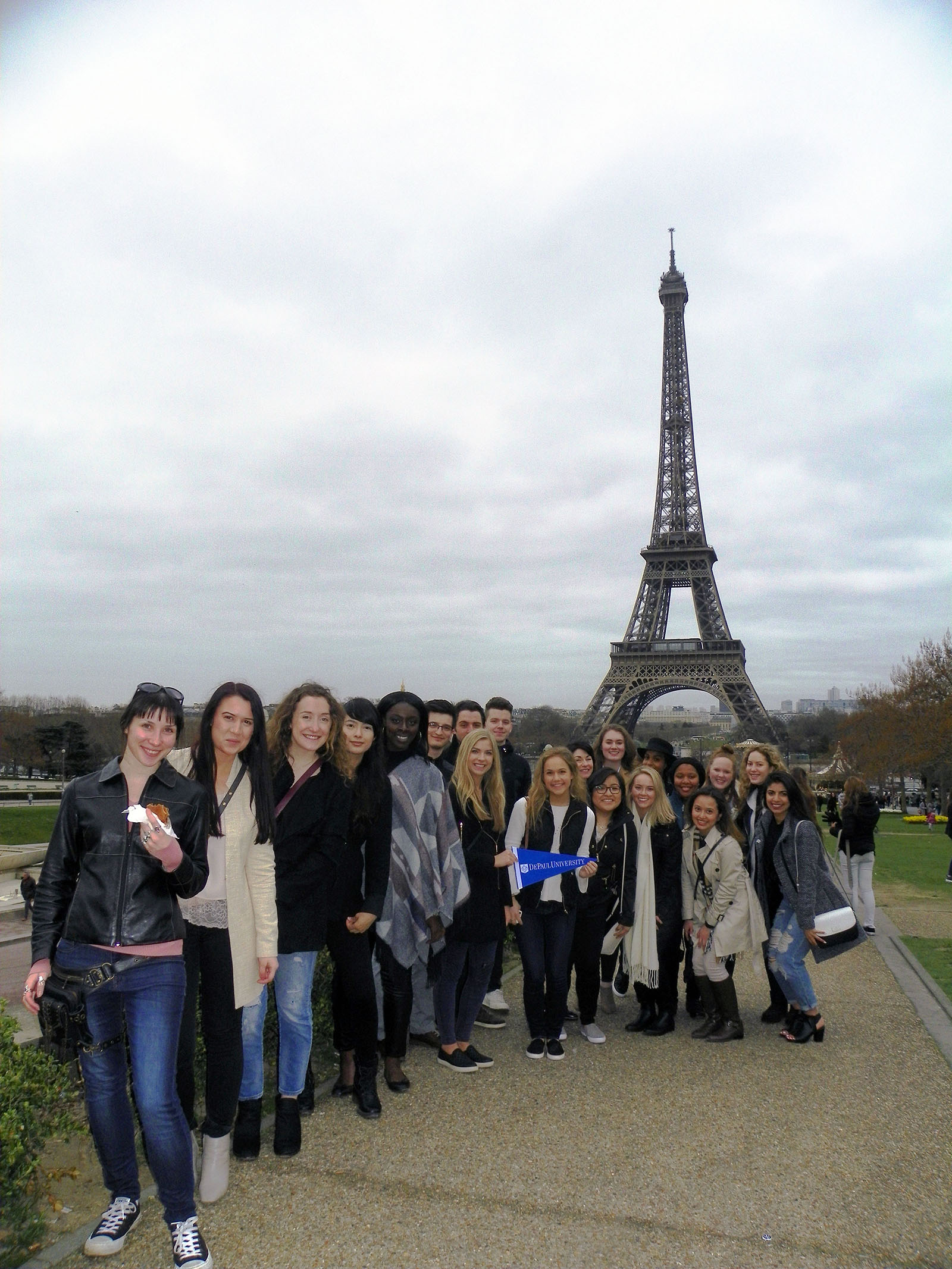 DePaul students visit Eiffel Tower in Paris 